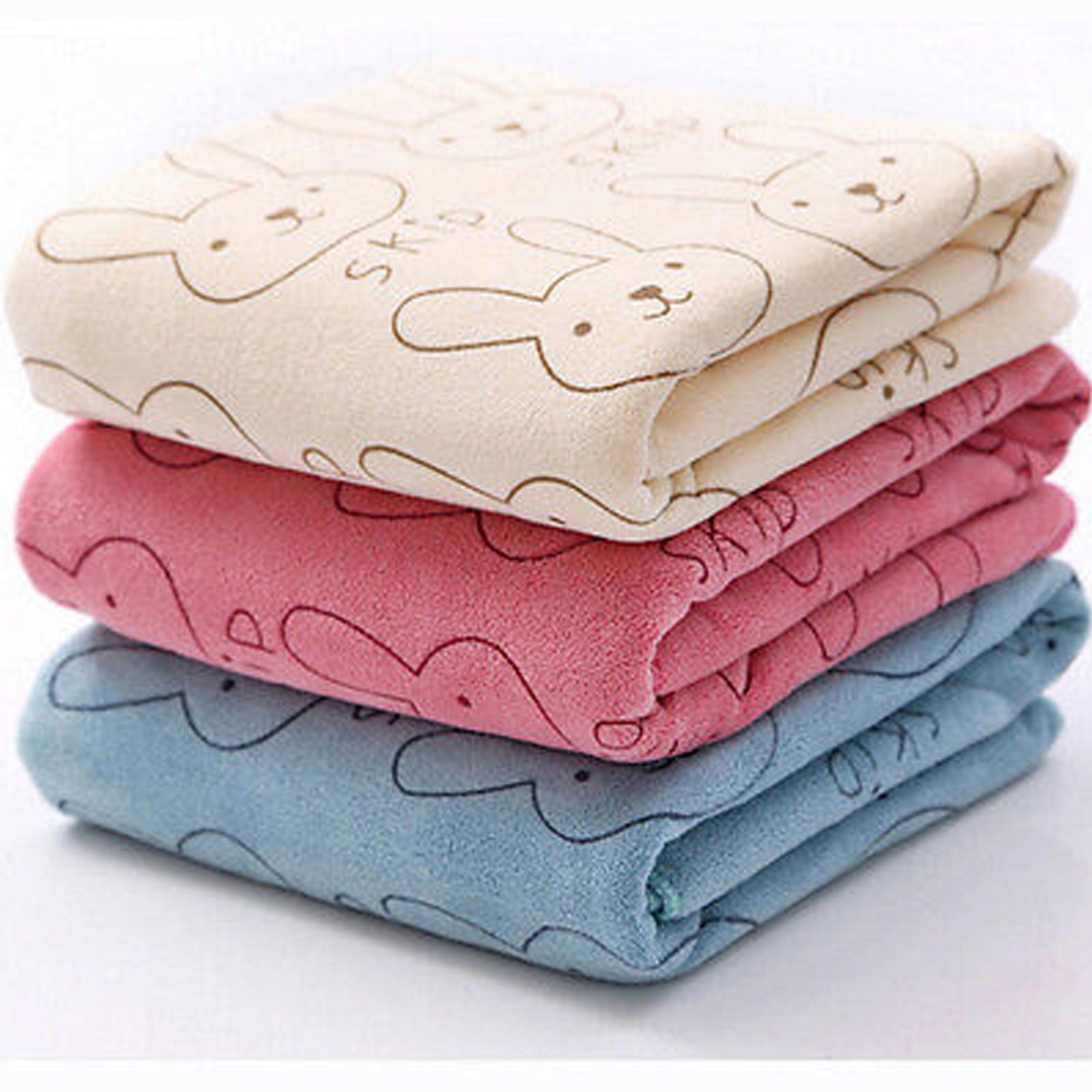 Newborn Infant Baby Kids Soft Flannel Towels Cartoon Rabbit Print