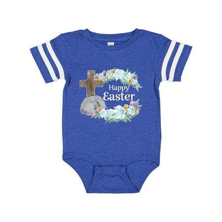 

Inktastic Happy Easter with Cross and Flowers Gift Baby Boy or Baby Girl Bodysuit
