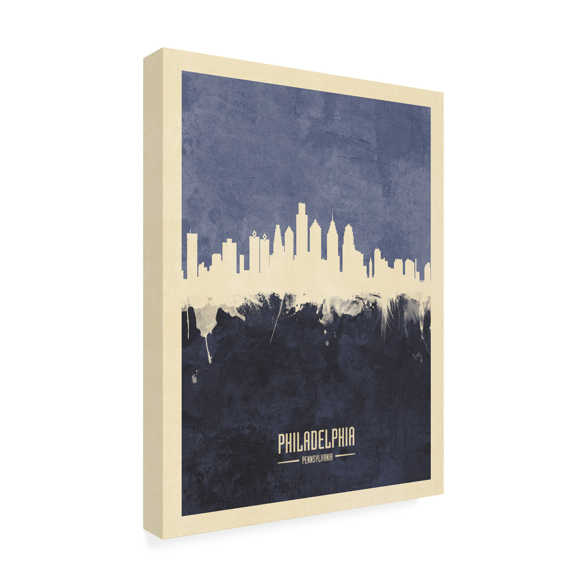 Trademark Fine Art 'Philadelphia Pennsylvania Skyline Navy' Canvas Art by Michael Tompsett