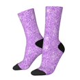 thumbnail image 2 of Uemuo Lilac Glittering Pattern Women's Crew Socks, Soft Durable Breathable Moisture-Wicking with Odor Control Cotton socks, 2 of 9