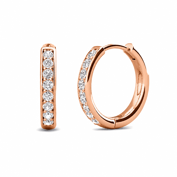 Cate & Chloe Bianca 18k Rose Gold Plated 14mm Hoop Earrings with Swarovski Crystals for Women