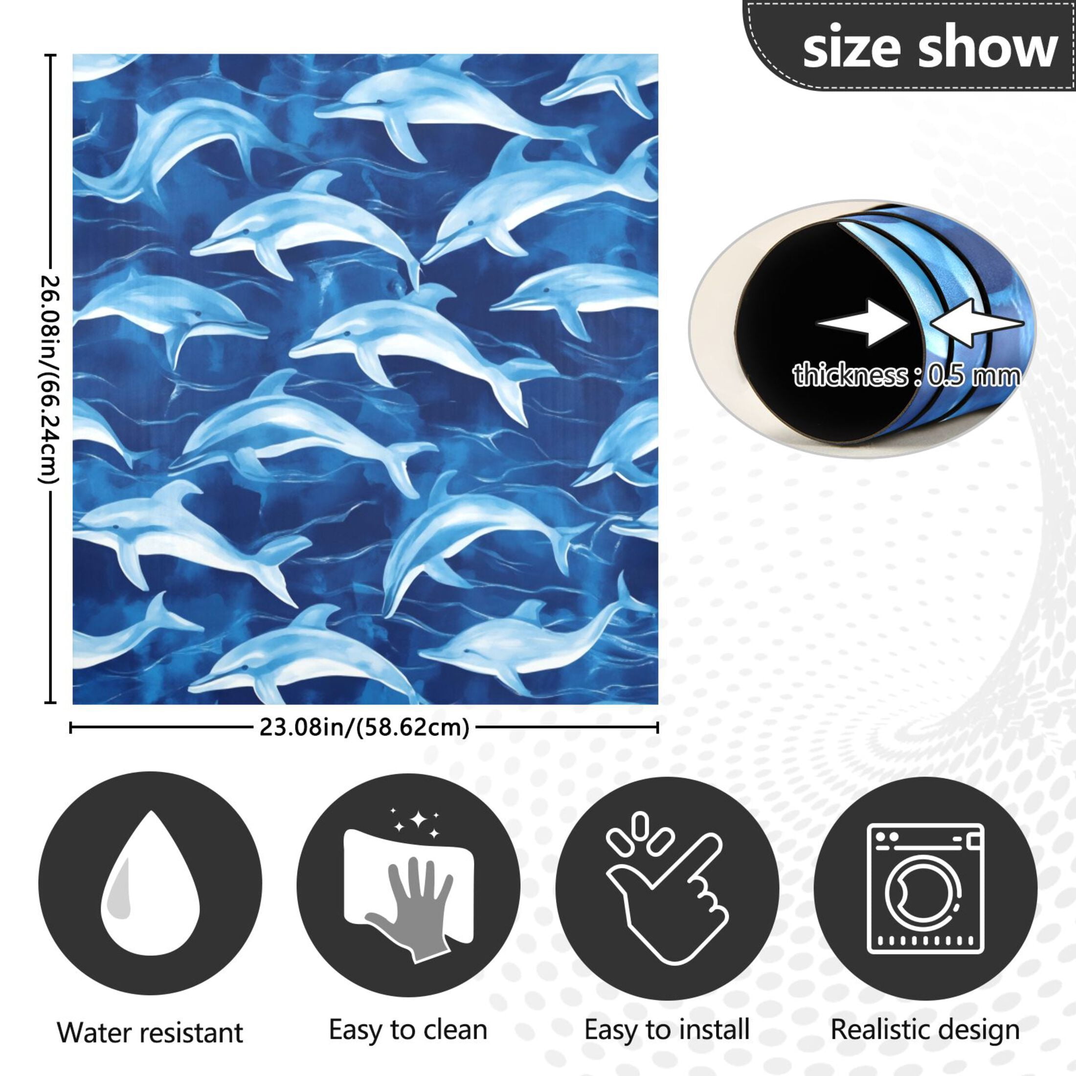 Dishwasher Magnetic Sticker 23x26 Inch Refrigerator Magnetic Sticker Washing Machine Magnetic Sticker Kitchen Panel Magnetic Sticker Home Decor Blue Dolphin Cute