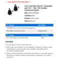 thumbnail image 2 of Front Lower Ball Joint Set - Compatible with 1977 - 1982, 1992 Cadillac Commercial Chassis 1978 1979 1980 1981, 2 of 2