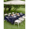 thumbnail image 3 of Outdoor Tablecloth with Umbrella Hole and Zipper, Christmas Elk Rectangle Table Cloth 54x80 Inch Waterproof Tablecloth, Winter Snowflake Xmas Tree Leaf Navy Blue Picnic Table Cover for Patio Camping, 3 of 7