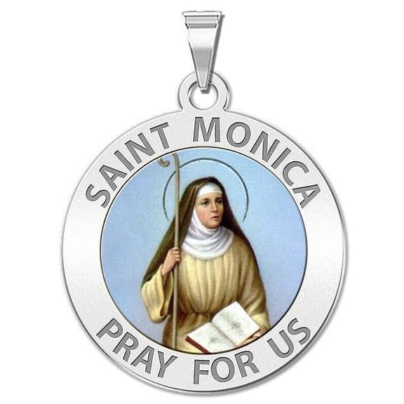 Saint Monica Religious Medal Color - 3/4 Inch Size of a Nickel -Sterling Silver