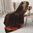 thumbnail image 3 of Hirioo Cool Flame Lion A for Flannel Blanket, Cozy and Warm Throw for Bed or Couch ,Perfect for All Seasons-50"x40", 3 of 6
