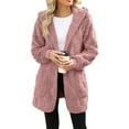 thumbnail image 2 of Baqcunre Full Zip Hoodie Women, Womens Fleece Jacket Open Front Hooded Cardigan Fuzzy Teddy Jacket Warm Winter Coat Jacket Outerwear with Pockets 1 Pc Jacket Pink L, 2 of 7