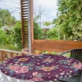 thumbnail image 2 of Ambesonne Vintage Fitted Round Tablecloth, Colorful Flowers Foliage, 56"- 60" Diameter, Cinnamon and Dark Lavender, 2 of 5