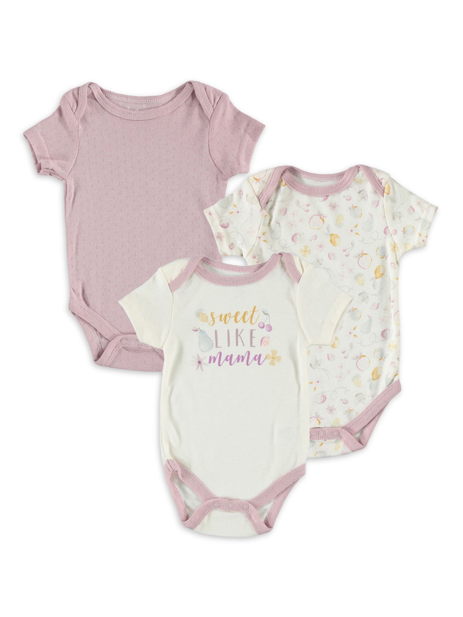Kyle & Deena Baby Girl 3 PK Bodysuits, Sizes Newborn-9 Months - Walmart.com