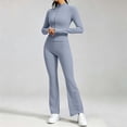 thumbnail image 6 of DYTTDG Women's Solid-Color 2-Piece Tracksuit Set | Full-Zip Long-Sleeve Stand-Collar Sweatshirt & Elastic-Waist Flared Pants Outfit for Sports, Workout & Daily Casual Wear, 6 of 7