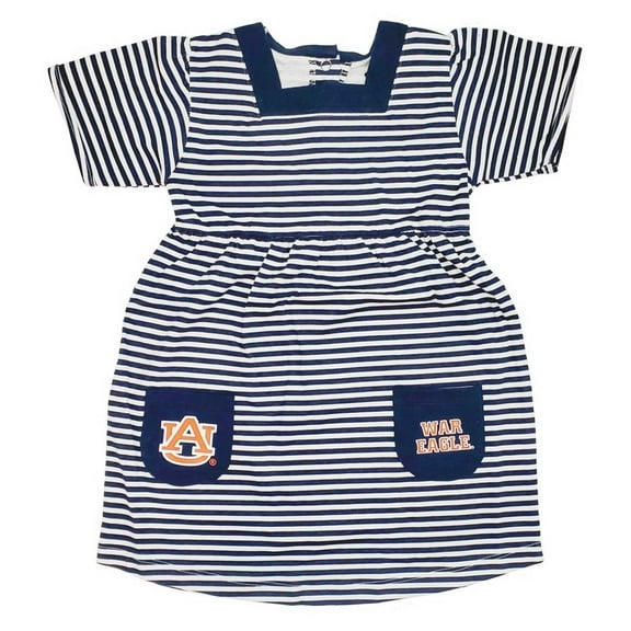 Toddler Little King Navy Auburn Tigers Striped Dress with Pockets