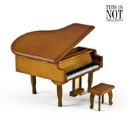 Incredible Wood Tone Miniature Replica Of A Baby Grand Piano With Bench, Music Selection - Under the Sea (The Little Mermaid)