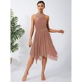 thumbnail image 4 of Sholeno Women's Glittery Lyrical Ballet Dance Dress Irregular Mesh Ruffled Skirt Modern Dancing Outfit Red Brown XXL, 4 of 6