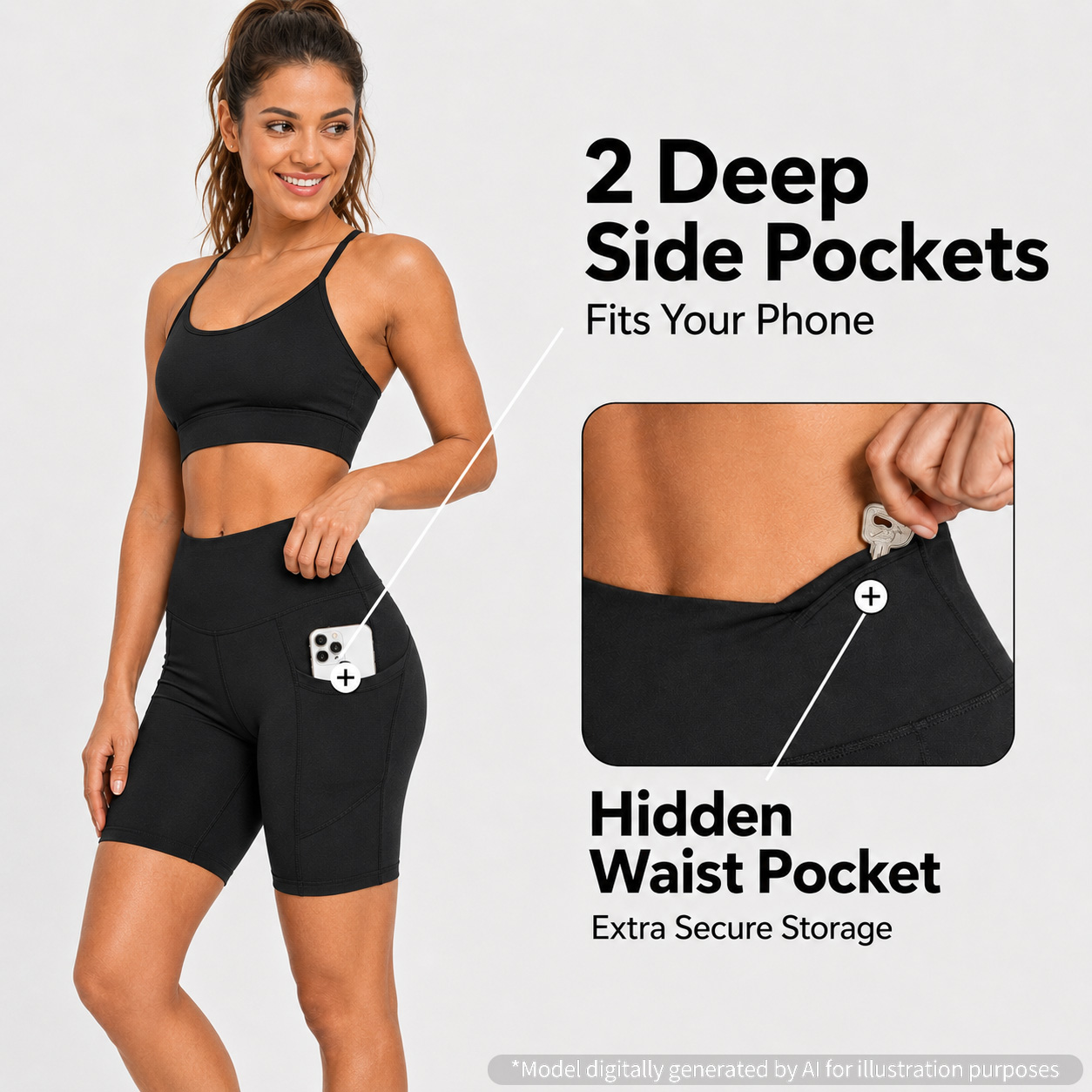 GymCope Women's 8" High Waist Yoga Biker Shorts photo 4