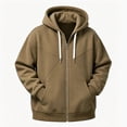 thumbnail image 5 of Men's Fleece Full Zip Hoodie, Fall Long Sleeve Hooded Sweatshirt Coat, Loose Causal Hoodie Jackets with Pockets, 5 of 6