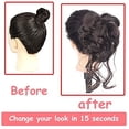thumbnail image 4 of Messy Bun Hair Piece Claw Clip Messy Bun Hair Bun Wavy Curly Hair Bun Long Beard Bun Hair Synthetic Tousled Updo Hair Extensions Scrunchie Hairpiece for Women(cold brown), 4 of 5