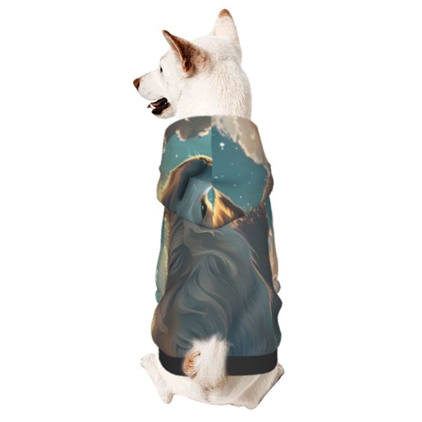 Balery Starry Sky Cloud Wolf Sudadera con Capucha para Perros Pequeños – Ropa para Mascotas, Disfraz para Perros y Gatos, Ideal para Fiestas y Cosplay-Medium