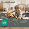 thumbnail image 2 of ODIKA 9'x12' Green Cream Dark Daisy Floral Design Washable Area Rug Elegant Minimalist Blooms with Modern Flair for Great Room, Indoor Concept, Large Living Low Pile, Flatwoven, 2 of 5