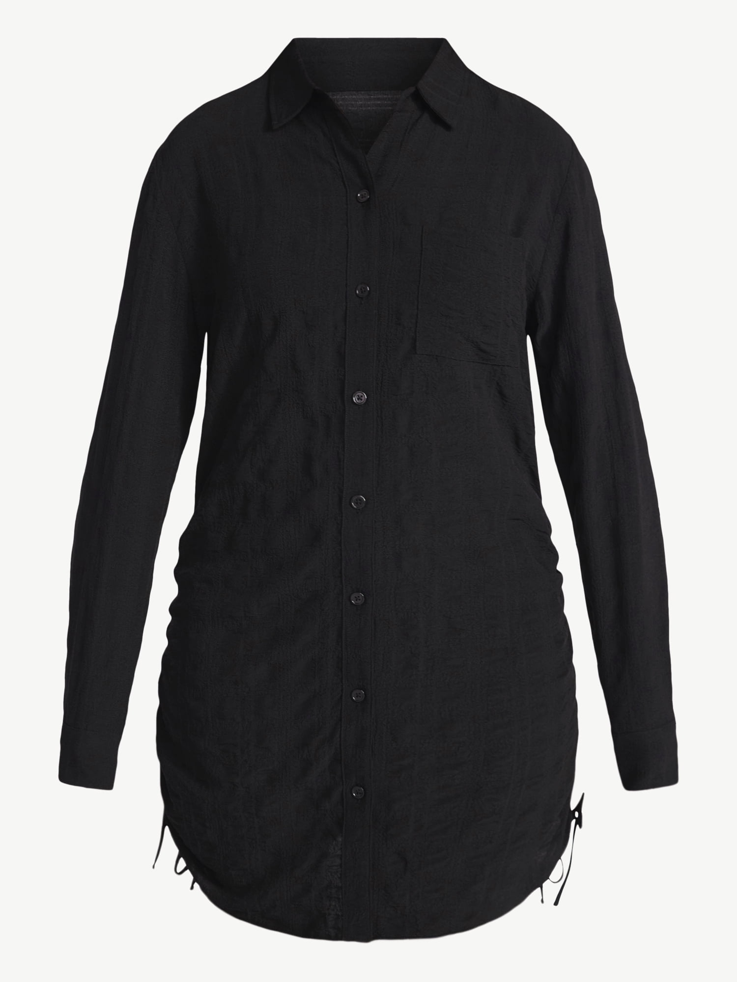 Time and Tru Women's Essentials Convertible Button Down Shirt Coverup, Sizes XS-3X