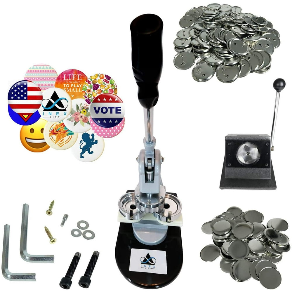 Button Pin Maker Supplies Kit 1,000 Pin Badges Punch Press Machine Circle Cutter
