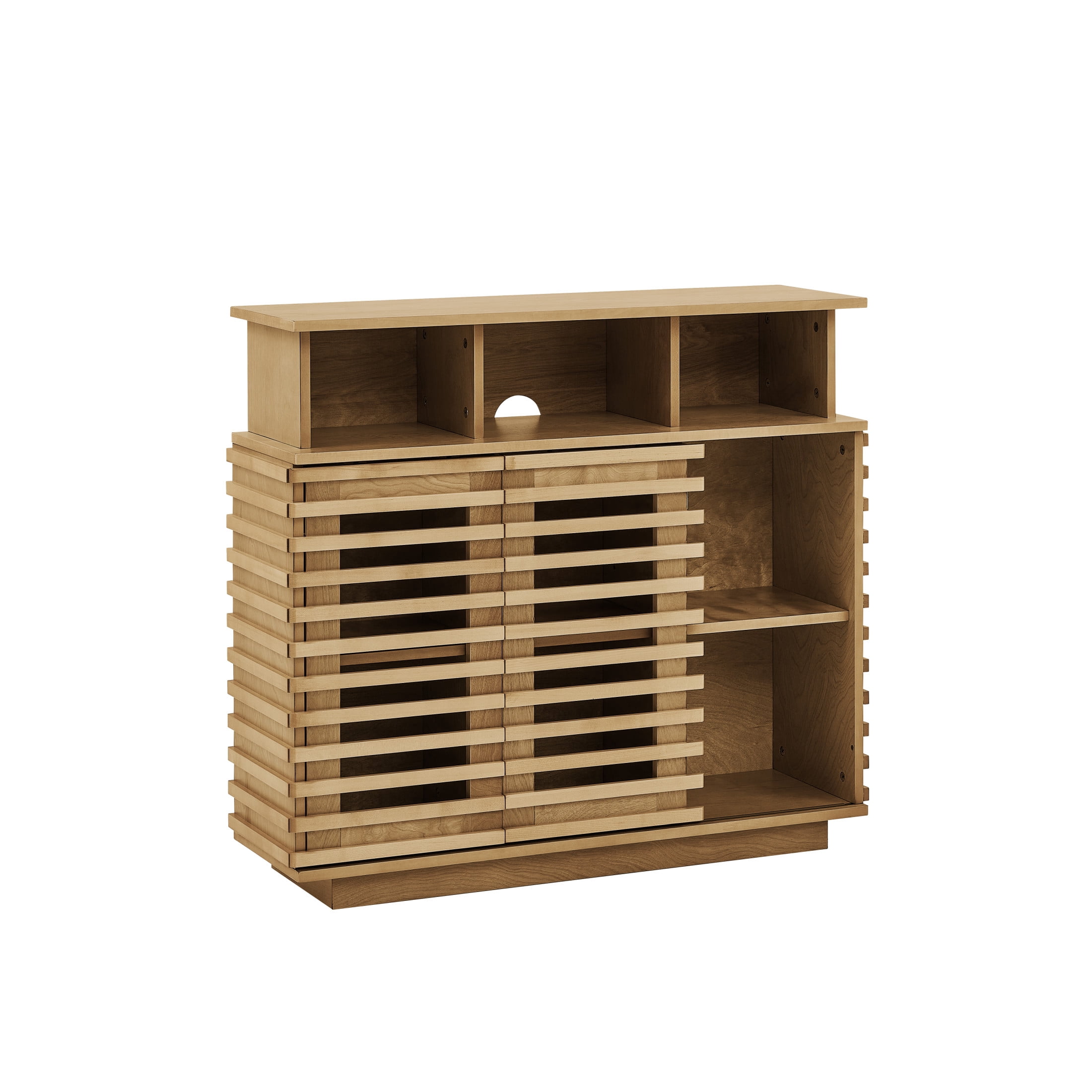 GDF Studio 36.1" Farmhouse Sideboard Buffet Cabinet with Sliding Doors, Adjustable Shelf, Natural
