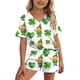 thumbnail image 2 of V Cuello Manga Larga Casual Impresa Blusa Y Pantalones Cortos para Niñas, San Patricio Día de la Moda con Pantalones Cortos de Bolsillo, 2 of 7