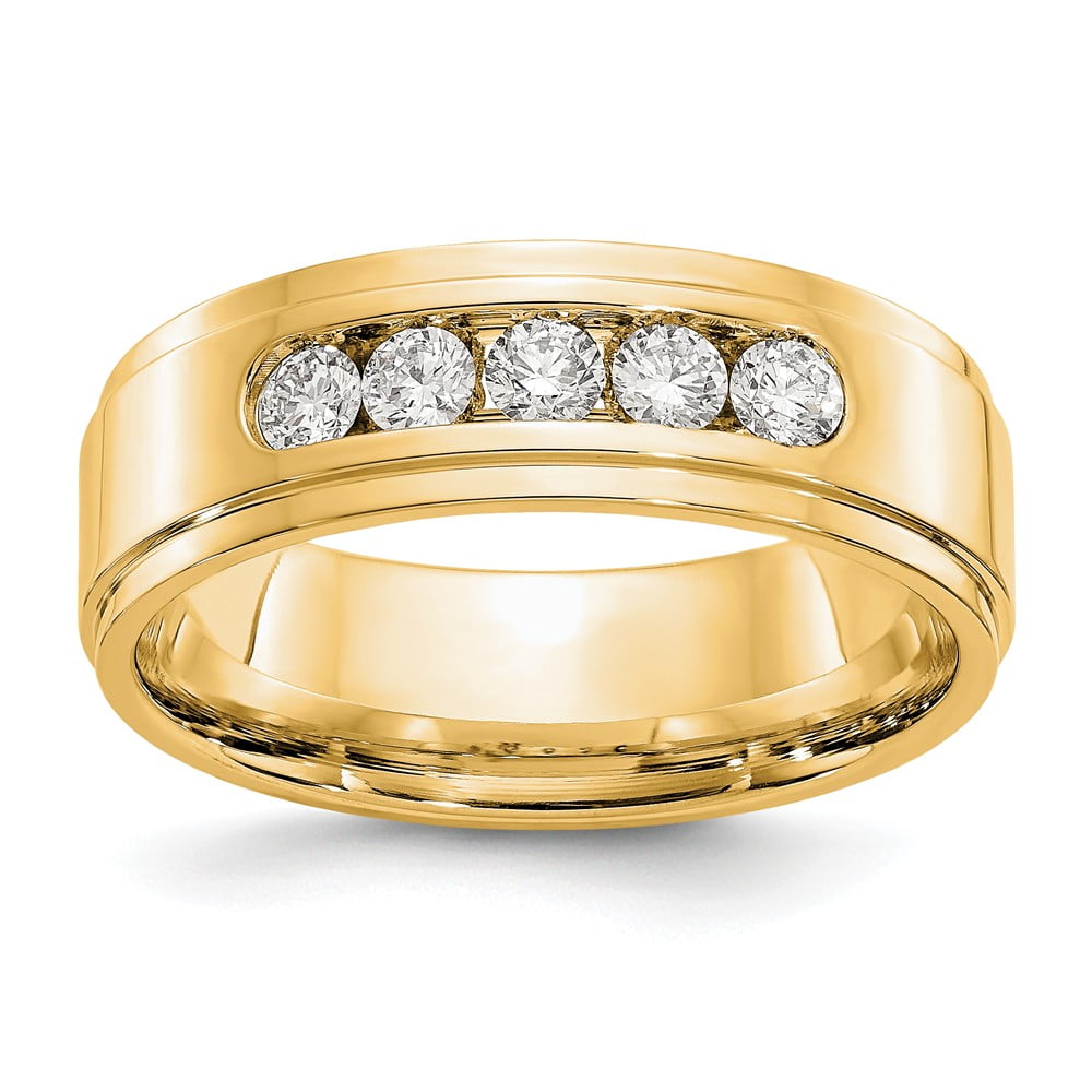 AA Jewels Solid 14k Yellow Gold Men's Ring Band Lab