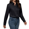 thumbnail image 3 of Siliteelon Women's Black Button Down Dress Shirts Cotton Long Sleeve Blouse Classic Fit Work Business Casual Tops, 3 of 7