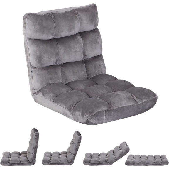 14-Position Folding Floor Chair with Padded Back Support for Reading, Gaming, Relaxing, TV Watching