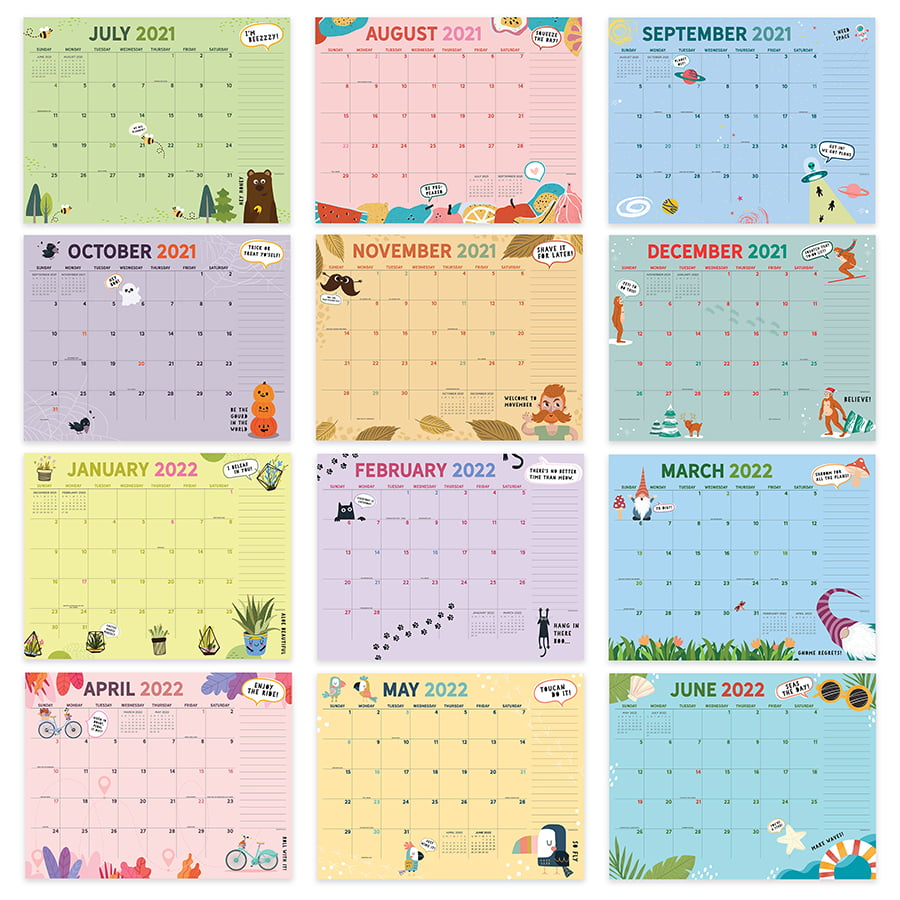 Academic July2021-June2022 Monthly Theme Large Desk Pad Monthly Blotter Calendar