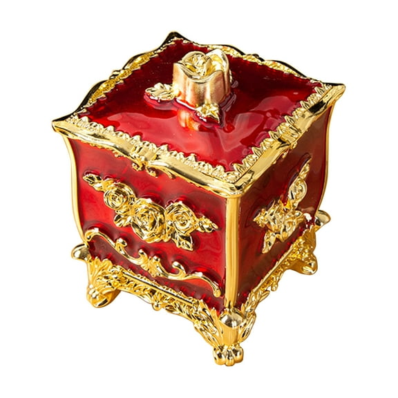 Acahhotxx Item Organizer, Cotton Swab Storage Box with Lid Q-Tip Swab Holder Cotton Jar Cotton Swab Dispenser Box Cosmetics Organizers - Golden