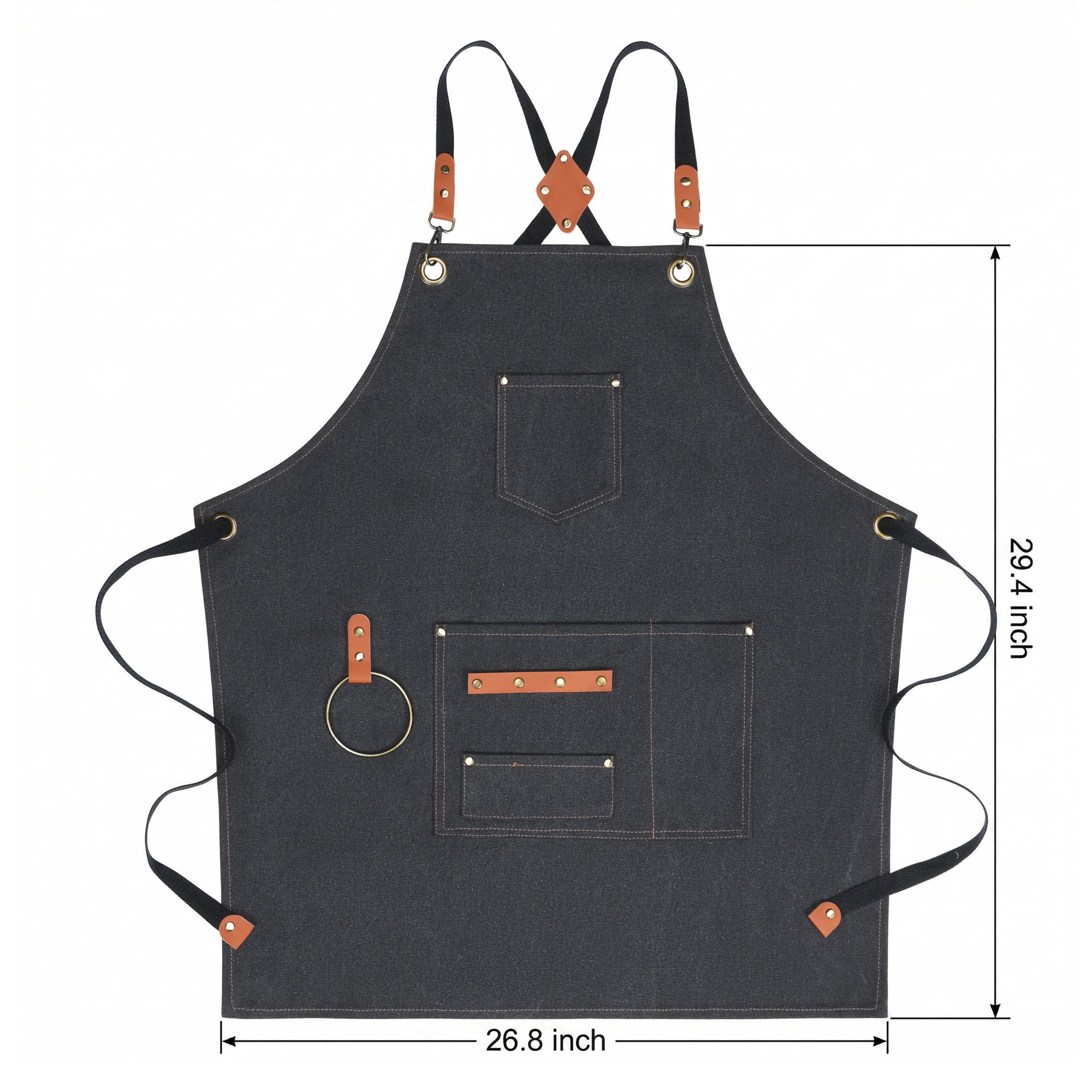 Unique Bargains Adjustable Cooking Apron with Pockets for Home and Kitchen Black