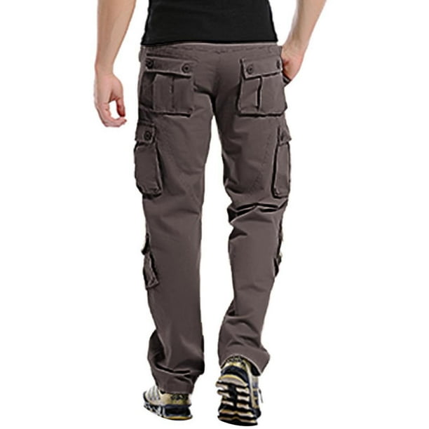 TIHLMK Sports Outdoor Pants Trousers Men Multi-pocket Button Zipper Cargo  Pants Men's Pants Discount Clearance