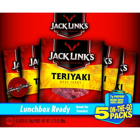 Jack Link's Beef Jerky Lunch Packs, Teriyaki, 0.625oz, 5