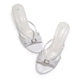 thumbnail image 3 of LuckLilac Women's 2 inch Sandals Slip-On Slide, Open Toe, Thin Low Heel Casual Party Wedding Holiday Wear，White, 9.5M, 3 of 8