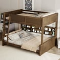 thumbnail image 2 of Bellemave Full XL Over Queen Size Bunk Bed, Wood Queen Bunk Beds with Charging Station and Bookcase Shelves Heavy Duty Floor Bunk Bed for Teens, Adults (Antique Wood), 2 of 10