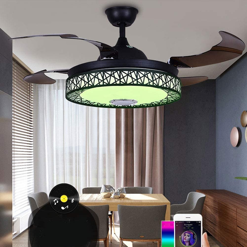 Miumaeov 42 Inch Modern Fan Ceiling Light With Remote Bluetooth Control Three Color Dimmable