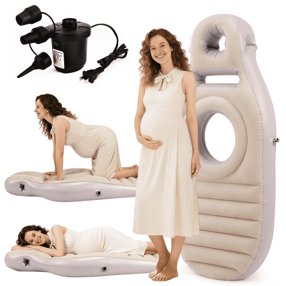 Inflatable Pregnancy Pillow with Belly & Head Hole, with Electric Air Pump, Full Body Maternity Pillow with Belly Hole for Side & Prone Sleeping