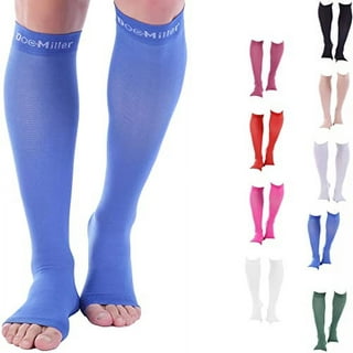 Dr. San Thigh High Compression Stockings, Open Toe, Pair, Firm Support  20-30mmHg Gradient Compression Socks with Silicone Band, Unisex, Opaque,  Spider & Varicose Veins, Edema, Swelling Large 2 Pack 