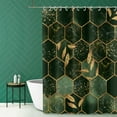 thumbnail image 3 of Green Marble Shower Curtain, Grid Honeycomb Irregular Plaid Geometric with Gold Leaf Bathroom Curtain for Modern Bathtub Decor Waterproof Fabric Machine Washable with 12 Hooks,36"x72", 3 of 6