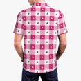 thumbnail image 2 of Polo Shirts for Men, Hot pink plaid heart Cuteness Casual Mens Polo Shirts Short Sleeve Button Down Classic Mens Golf Polo Shirts, 2 of 7