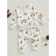thumbnail image 4 of Elippeo Toddler Boys Christmas Outfits Truck Print Long Sleeve Sweatshirts Long Pants 2Pcs Fall Clothes Set 6 12 18 24 Months, 4 of 9