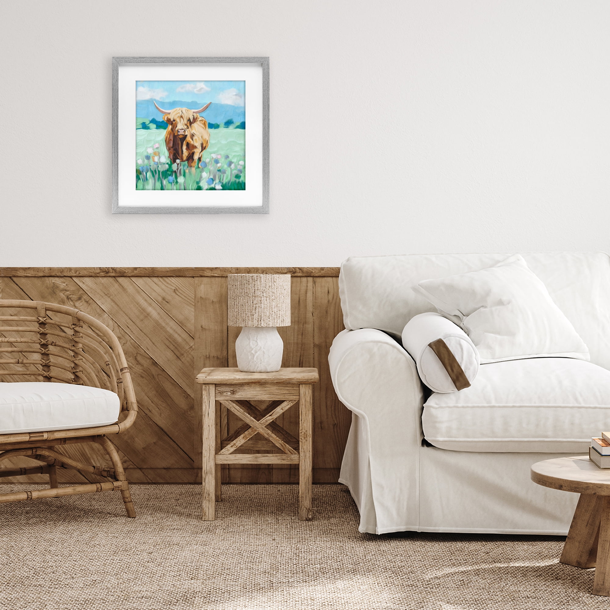 Stupell Industries Blue Sky Highland Gray Framed Print Under Glass, design by Kim Allen