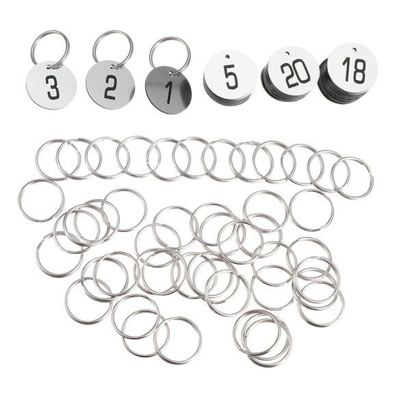 CIMAXIC 50pcs Plastic Round Numbered Tags Key Tags ID Tags with Key Rings for Hotel,1.18"X1.18"X0.04"