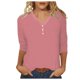 thumbnail image 1 of Blusa de manga 3/4 y cuello en V para mujer: estampado floral, poliéster, corte ajustado, prenda elegante informal para la oficina o una fiesta, combina con vaqueros o faldas., 1 of 5