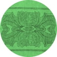 thumbnail image 1 of Ahgly Company Indoor Round Abstract Emerald Green Modern Area Rugs, 6' Round, 1 of 4