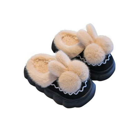 

Busydd Baby Shoes Unisex Toddler House Slippers Winter Warm Fuzzy Slippers Casual Kids Non-Slip Cute Home Indoor Slippers 0-12 Years on Clearance