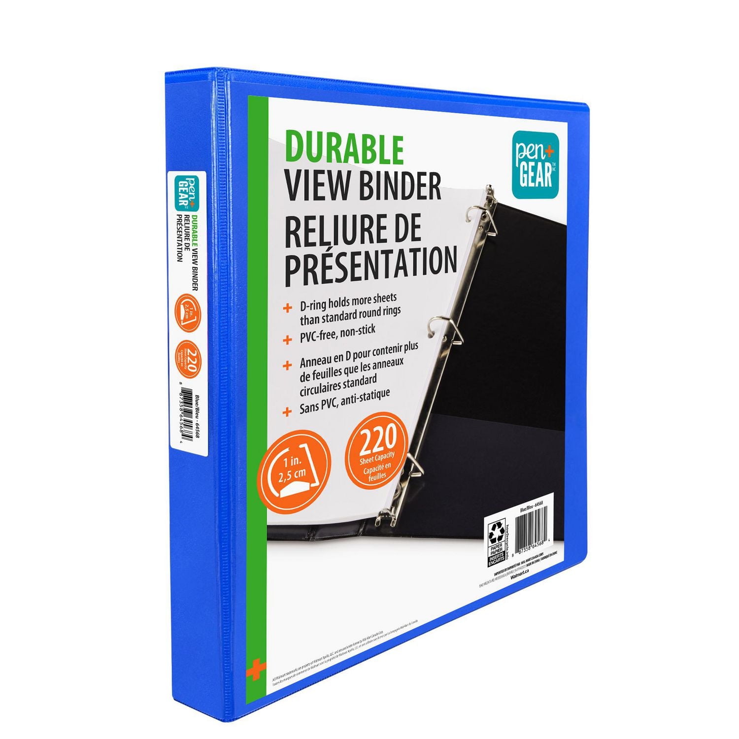 PEN+GEAR 1" DURABLE VIEW BINDER, Slant D-Ring, BLUE