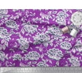 thumbnail image 2 of Soimoi Purple Cotton Poplin Fabric Artistic Leaf & Floral Print Fabric by the Yard 56 Inch Wide, 2 of 3