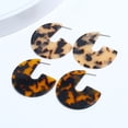 thumbnail image 2 of ADDHAT 2Ud Coffee Color Geometric Drop C Shape Earrings with Irregular Resin and Ethnic Leopard Design, 2 of 8